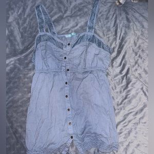 Blue button up blouse